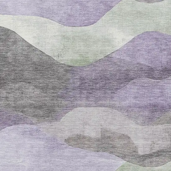 Purple Sage And Gray Abstract Washable Area Rug With UV Protection Photo 3