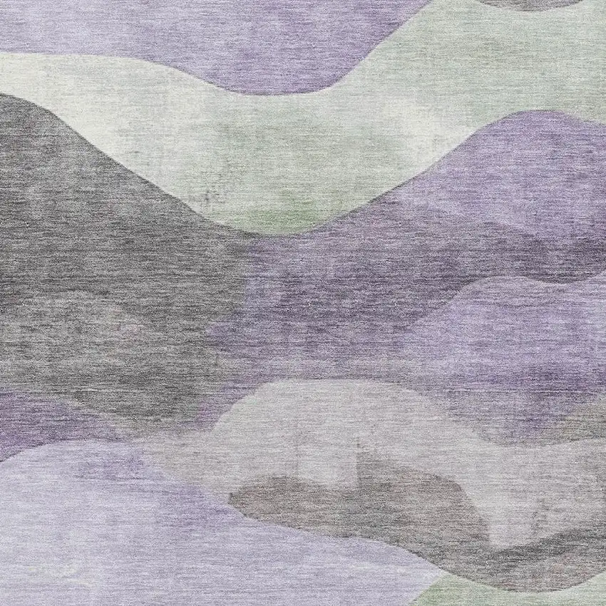 Purple Sage And Gray Abstract Washable Area Rug With UV Protection Photo 3