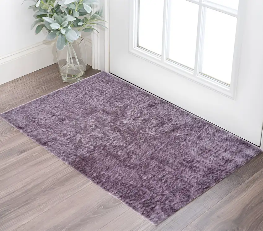 Purple Shag Tufted Handmade Area Rug Photo 1