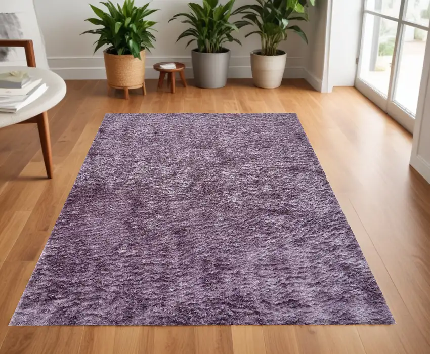 Purple Shag Tufted Handmade Area Rug Photo 1