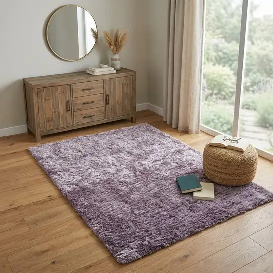 Purple Shag Tufted Handmade Area Rug Photo 1