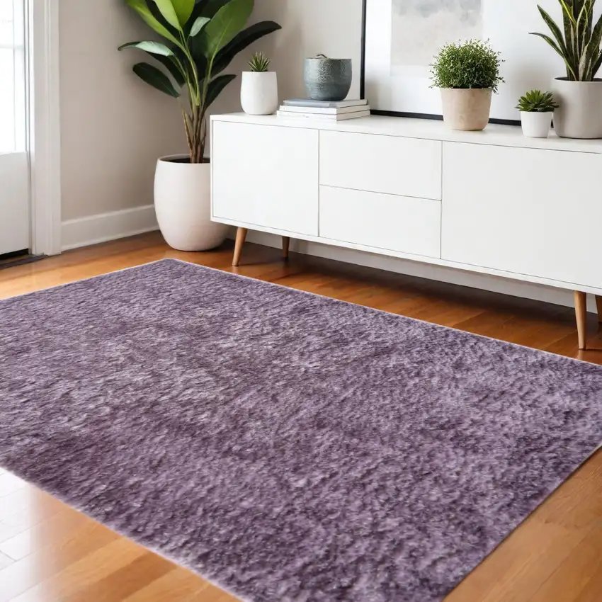 Purple Shag Tufted Handmade Area Rug Photo 1