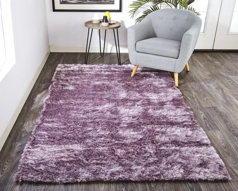 Purple Shag Tufted Handmade Area Rug Photo 3