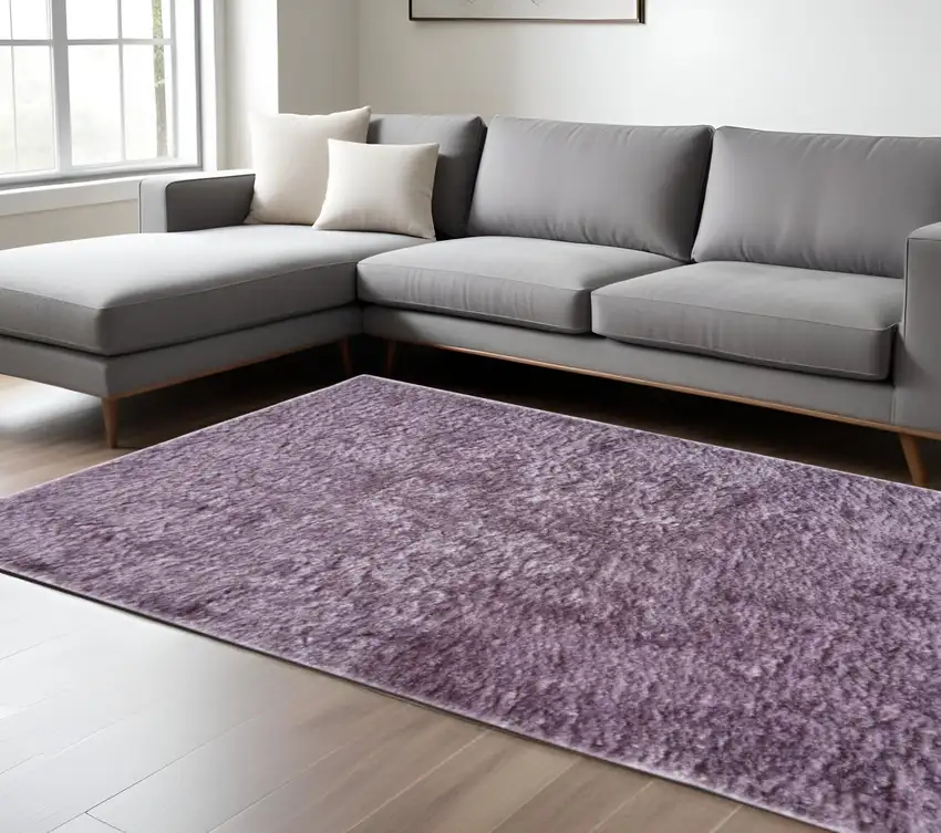 Purple Shag Tufted Handmade Area Rug Photo 1