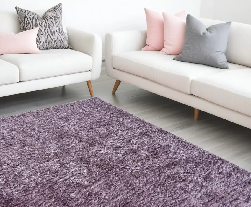 Purple Shag Tufted Handmade Area Rug Photo 1