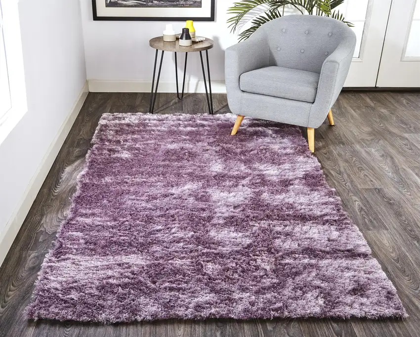 Purple Shag Tufted Handmade Area Rug Photo 6