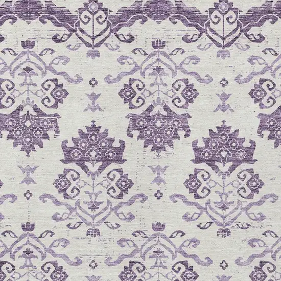 Purple Silver And Lilac Oriental Washable Indoor Outdoor Area Rug Photo 4