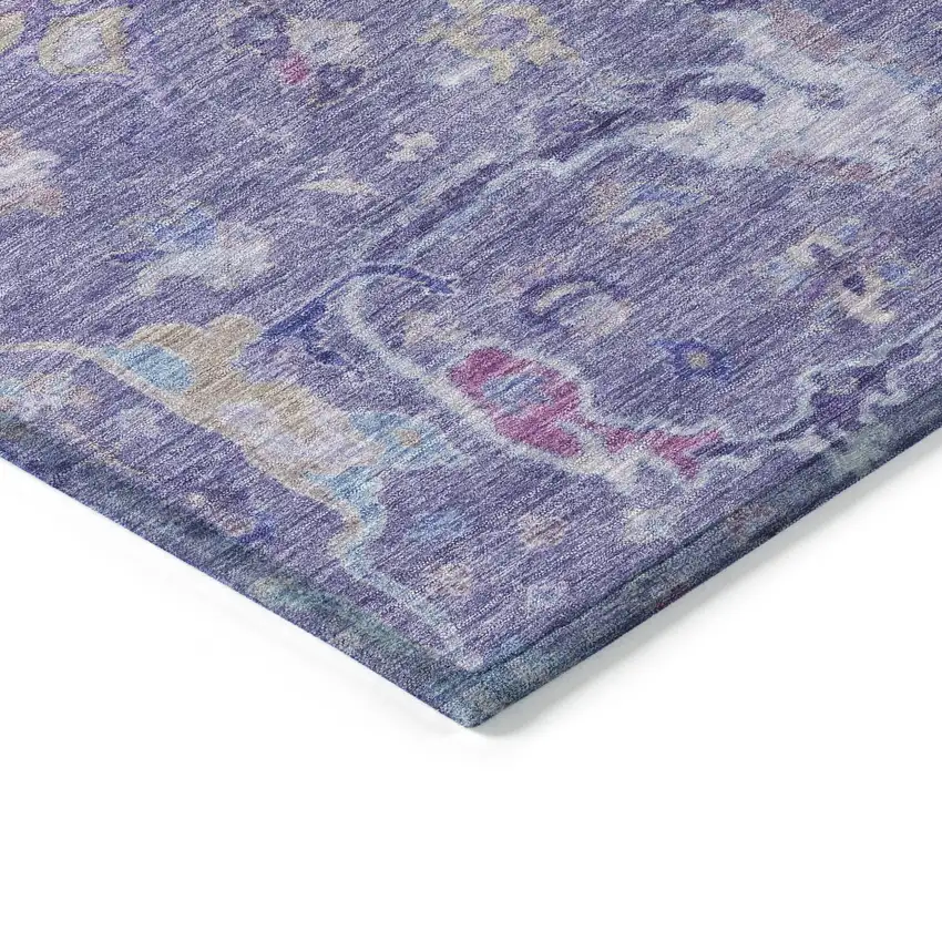 Purple Sky Blue And Silver Floral Washable Indoor Outdoor Area Rug Photo 6