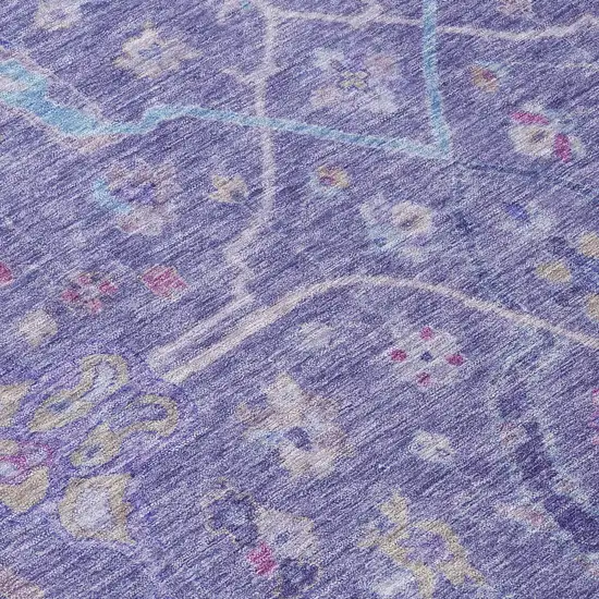Purple Sky Blue And Silver Floral Washable Indoor Outdoor Area Rug Photo 7