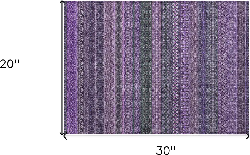 Purple Striped Washable Non Skid Indoor Outdoor Area Rug Photo 3