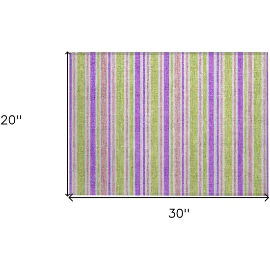 Purple Striped Washable Non Skid Indoor Outdoor Area Rug Photo 3