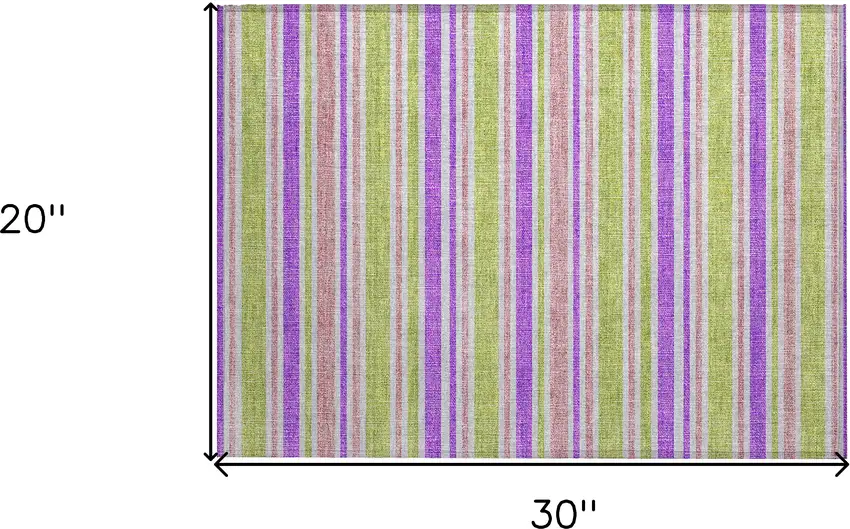 Purple Striped Washable Non Skid Indoor Outdoor Area Rug Photo 3