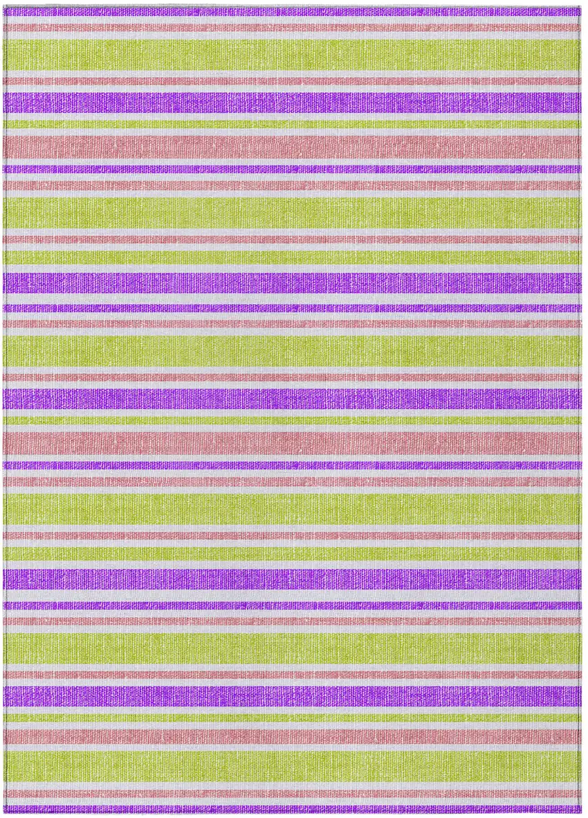 Purple Striped Washable Non Skid Indoor Outdoor Area Rug Photo 1
