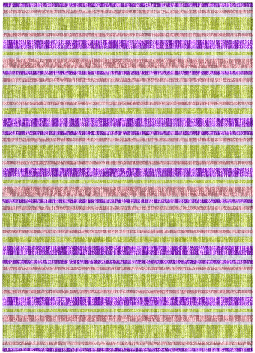 Purple Striped Washable Non Skid Indoor Outdoor Area Rug Photo 3