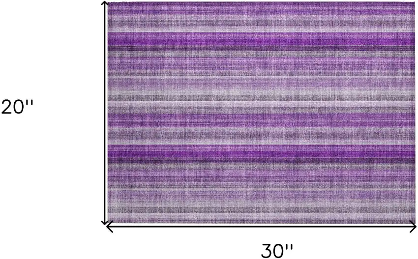 Purple Striped Washable Non Skid Indoor Outdoor Area Rug Photo 3