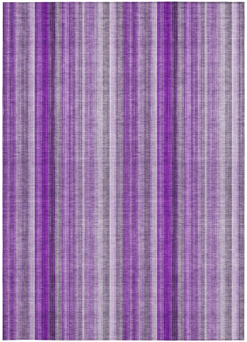 Purple Striped Washable Non Skid Indoor Outdoor Area Rug Photo 5