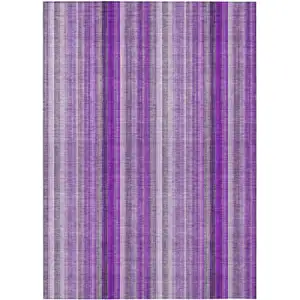 Photo of Purple Striped Washable Non Skid Indoor Outdoor Area Rug