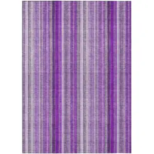 Photo of Purple Striped Washable Non Skid Indoor Outdoor Area Rug
