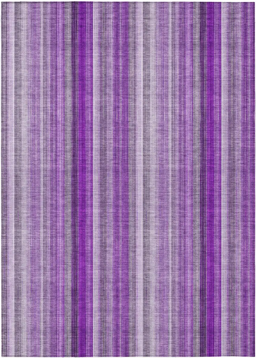 Purple Striped Washable Non Skid Indoor Outdoor Area Rug Photo 2