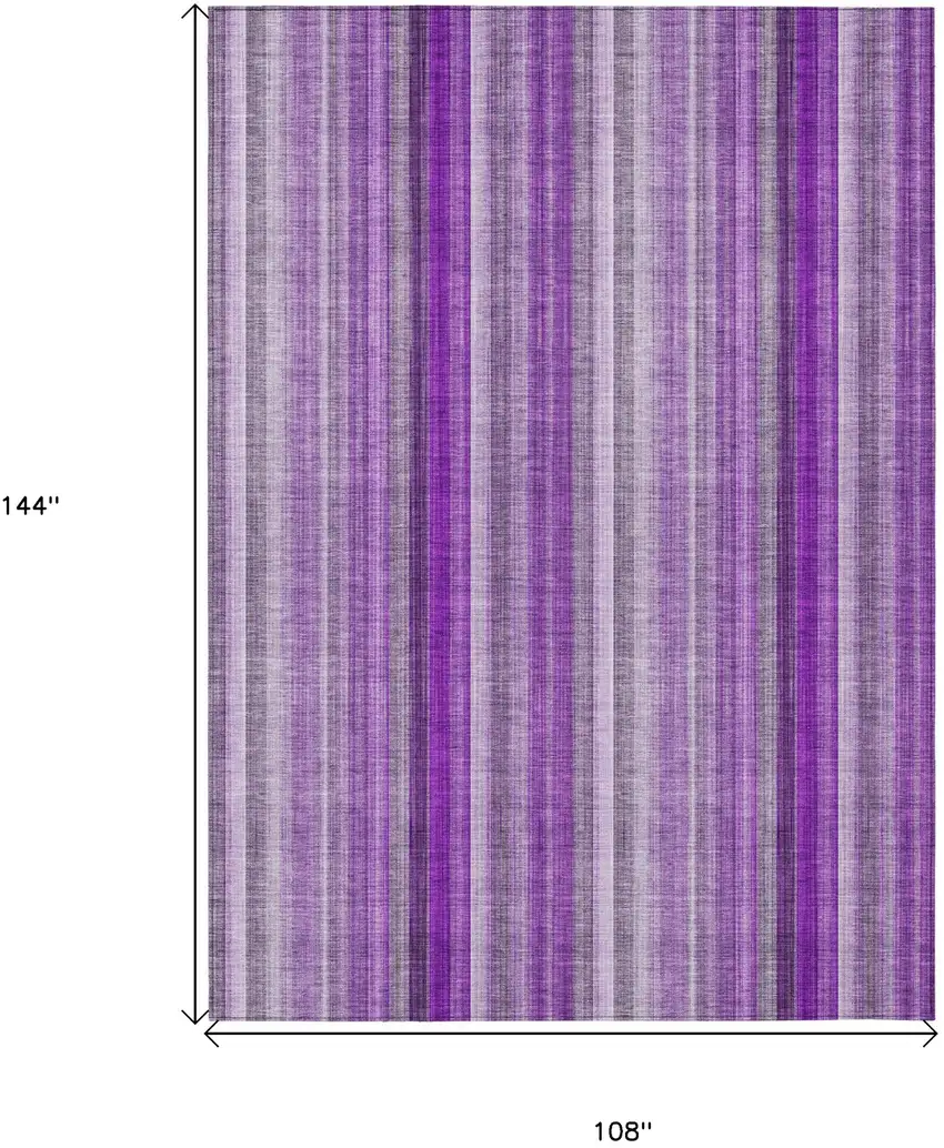Purple Striped Washable Non Skid Indoor Outdoor Area Rug Photo 3