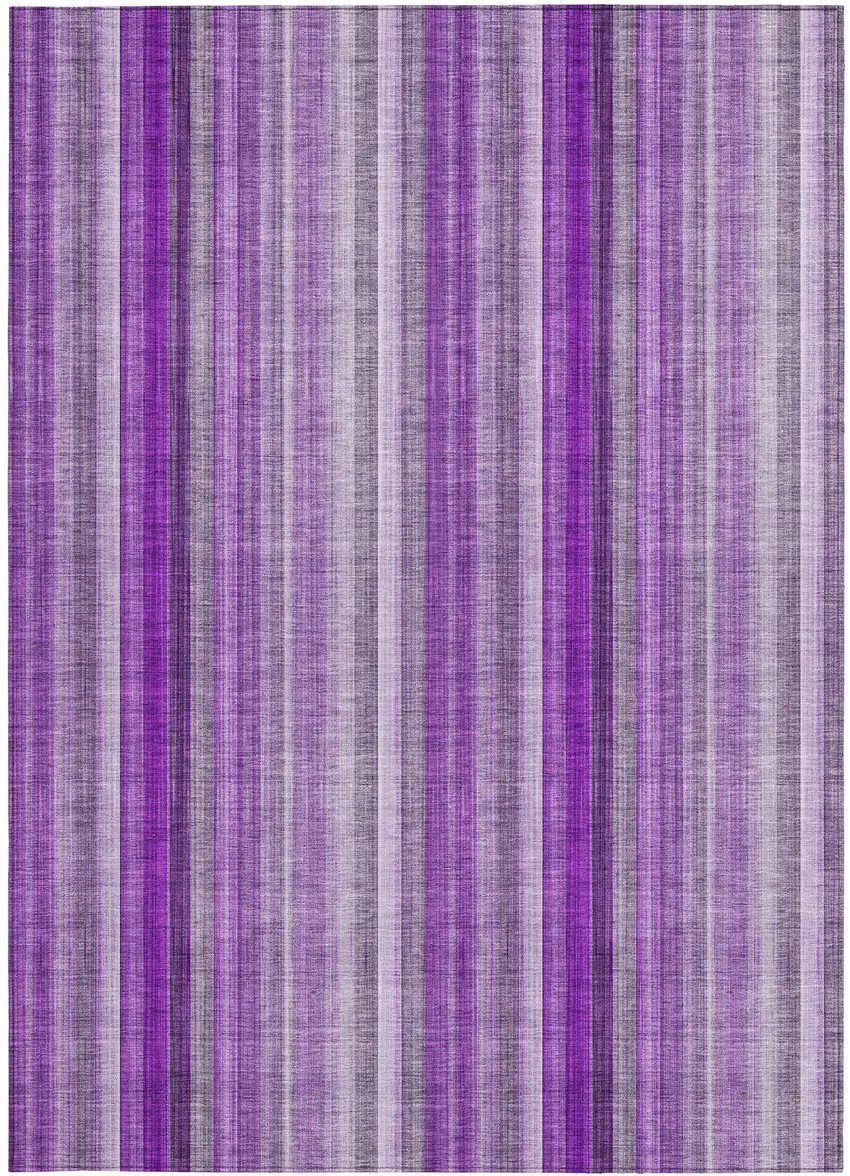 Purple Striped Washable Non Skid Indoor Outdoor Area Rug Photo 5