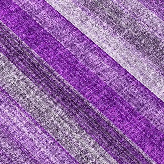 Purple Striped Washable Indoor Outdoor Area Rug Photo 9