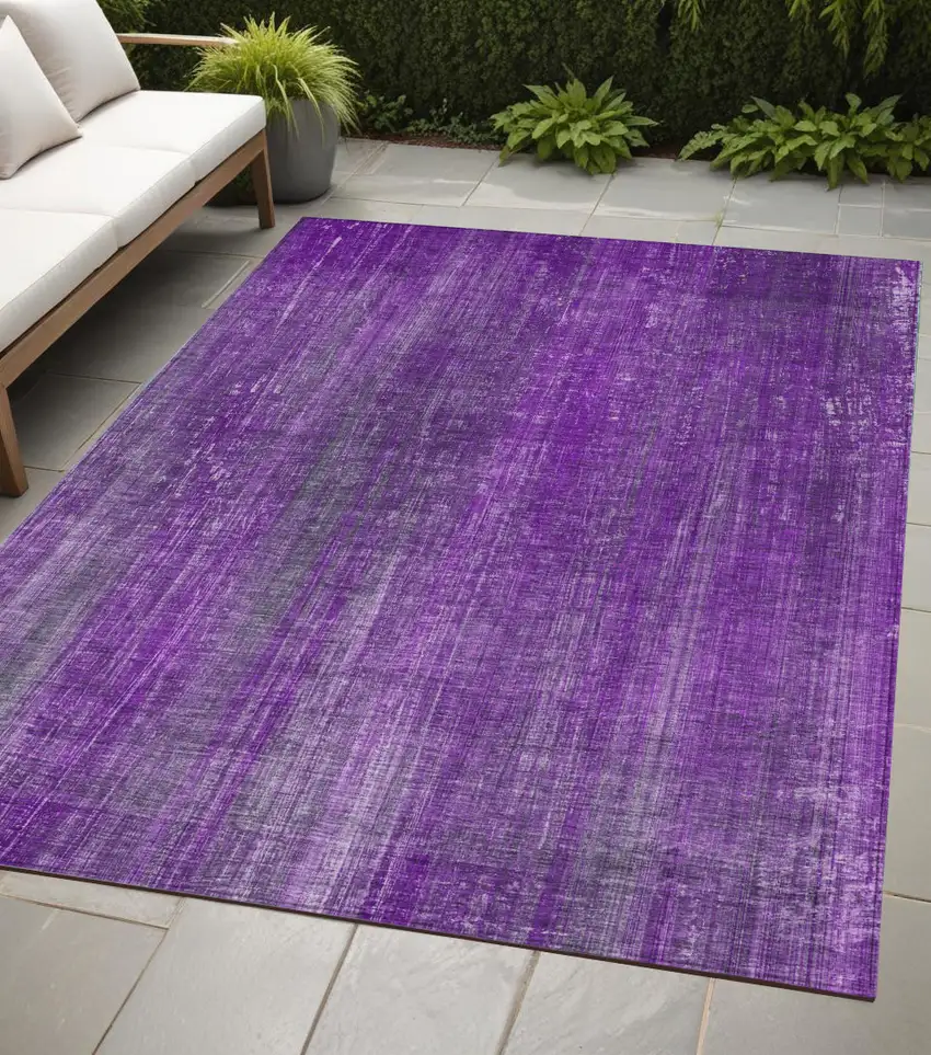 Purple Striped Washable Non Skid Indoor Outdoor Area Rug Photo 1