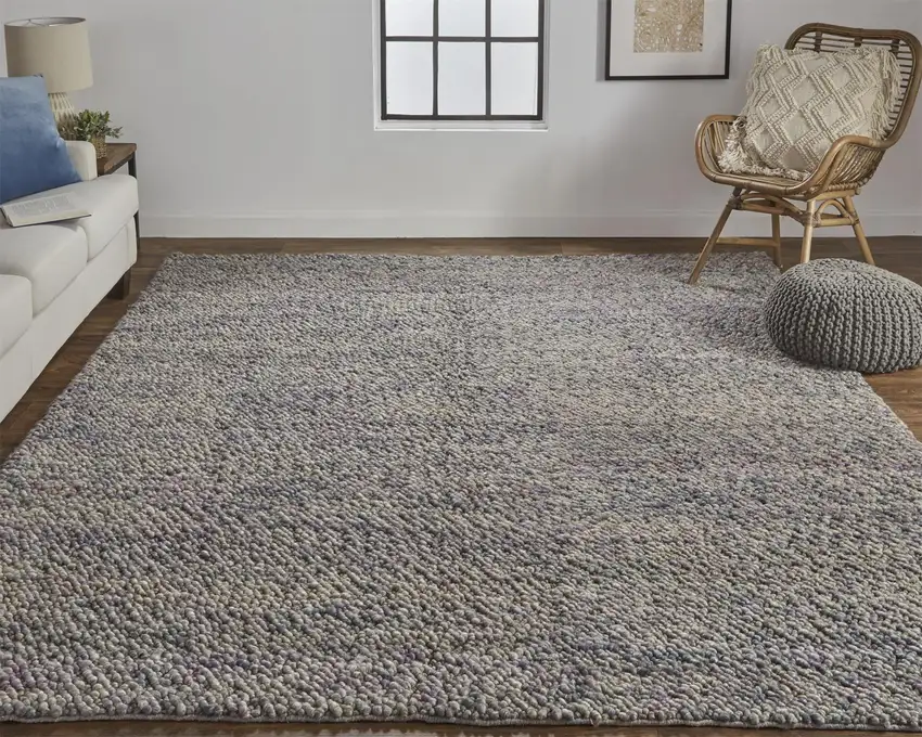 Purple Taupe And Gray Wool Hand Woven Distressed Stain Resistant Area Rug Photo 3