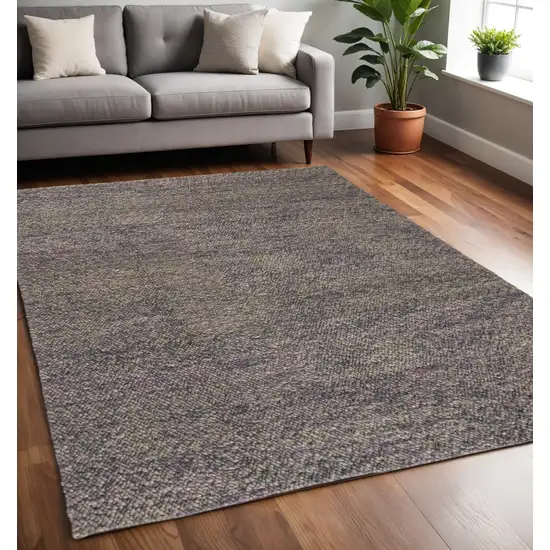 Purple And Gray Wool Abstract Hand Woven Distressed Area Rug Photo 1