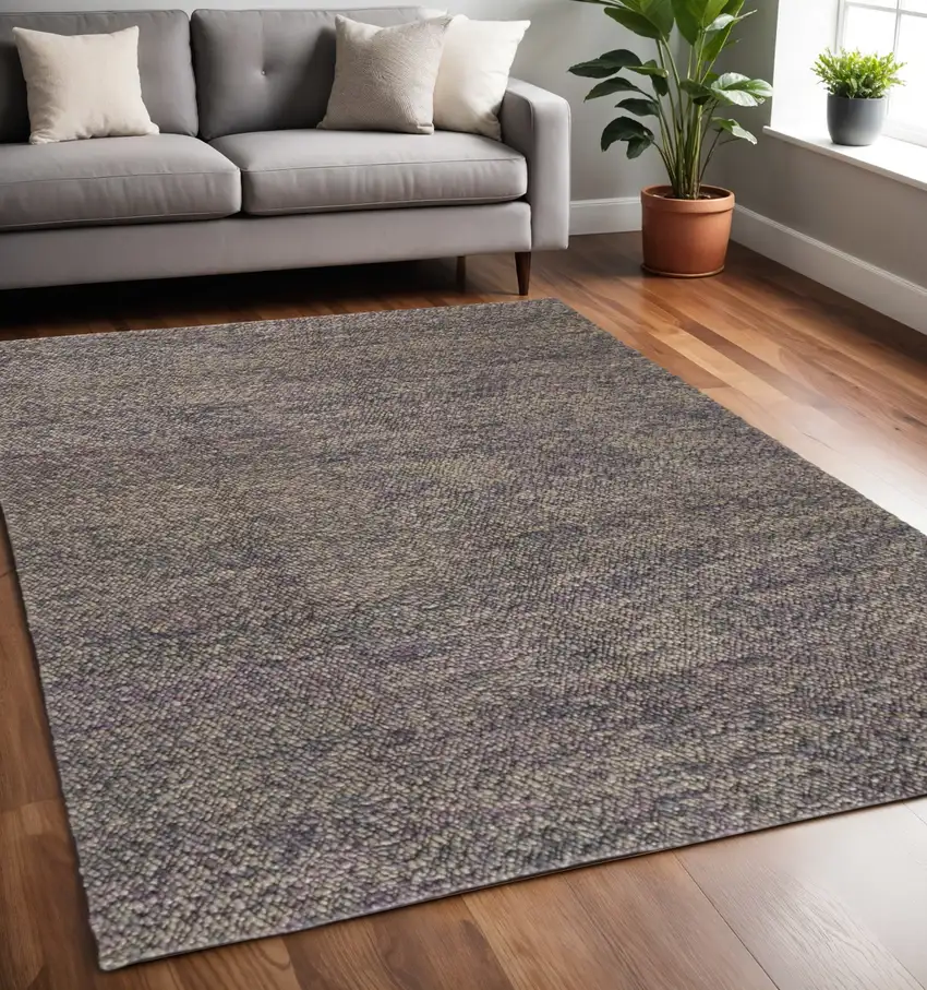 Purple And Gray Wool Abstract Hand Woven Distressed Area Rug Photo 1
