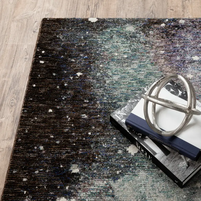 Purple Teal And Brown Abstract Power Loom Stain Resistant Area Rug Photo 8