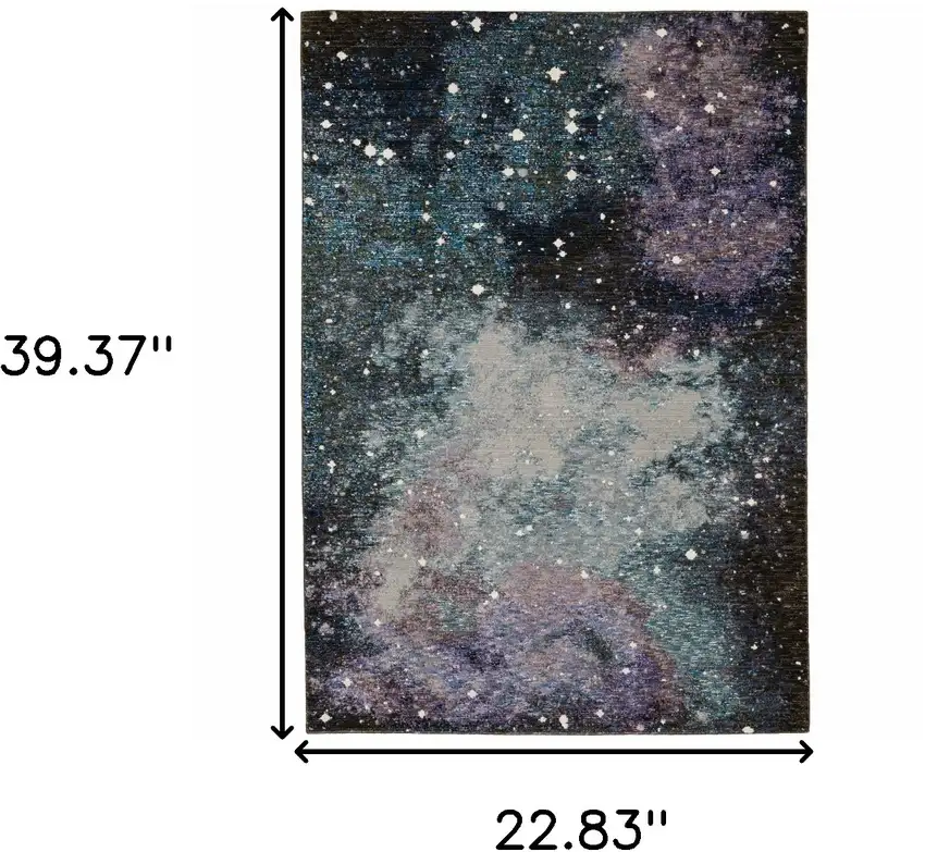 Purple and Ivory Abstract Power Loom Area Rug Photo 3