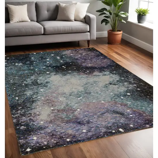 Purple and Ivory Abstract Power Loom Area Rug Photo 1
