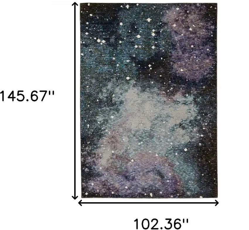 Purple and Ivory Abstract Power Loom Area Rug Photo 3