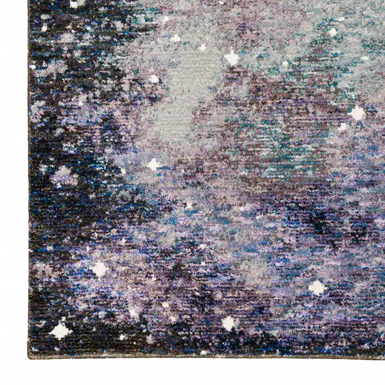 Purple Teal And Brown Abstract Power Loom Stain Resistant Runner Rug Photo 3