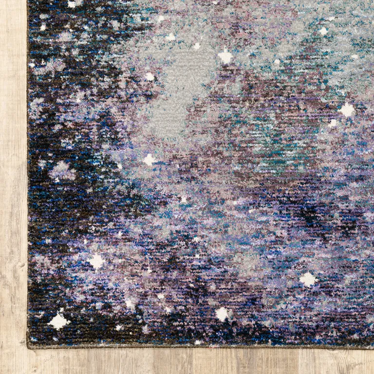 Purple Teal And Brown Abstract Power Loom Stain Resistant Runner Rug Photo 2