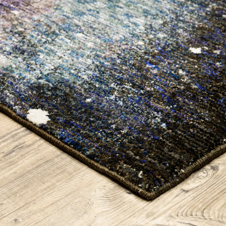 Purple Teal And Brown Abstract Power Loom Stain Resistant Runner Rug Photo 5