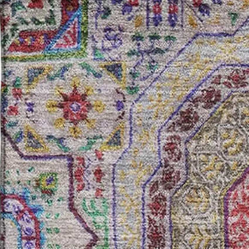 Purple Teal And Red Medallion Washable Area Rug With UV Protection Photo 3