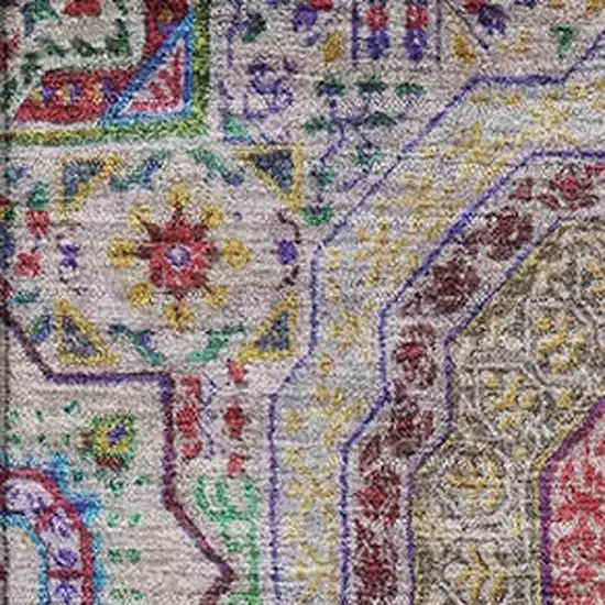 Purple Teal And Red Medallion Washable Area Rug With UV Protection Photo 3