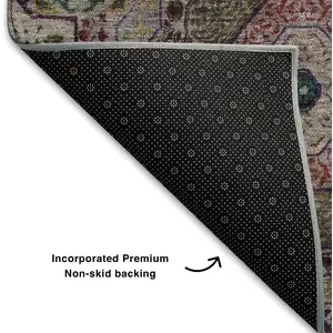 Photo of Purple Teal And Red Medallion Washable Area Rug With UV Protection