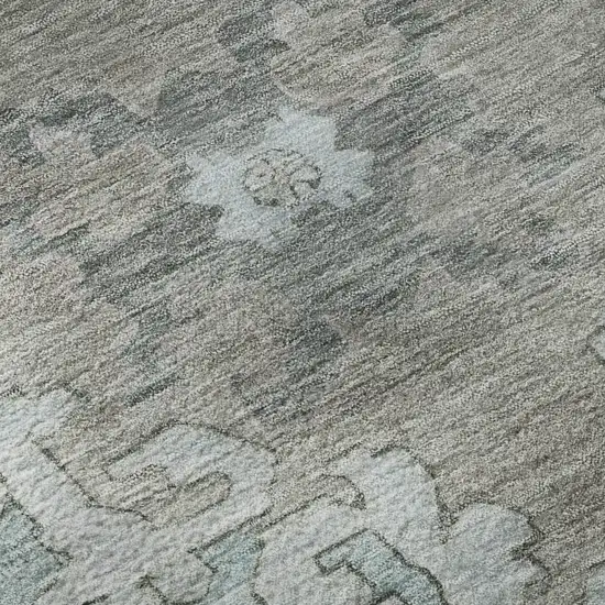 Purple Teal And Taupe Oriental Washable Area Rug With UV Protection Photo 9