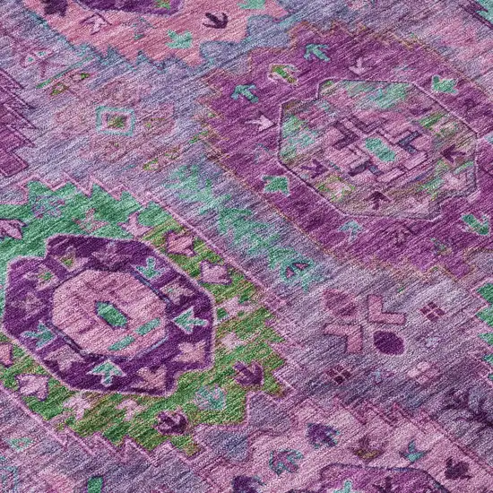 Purple Teal Blue And Green Medallion Washable Indoor Outdoor Area Rug Photo 6