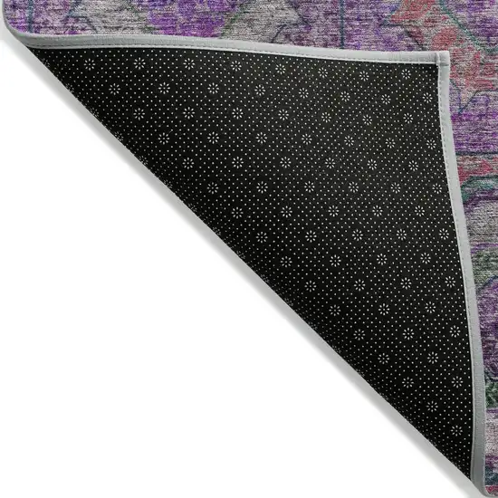 Purple Teal Blue And Lime Green Geometric Washable Indoor Outdoor Area Rug Photo 8