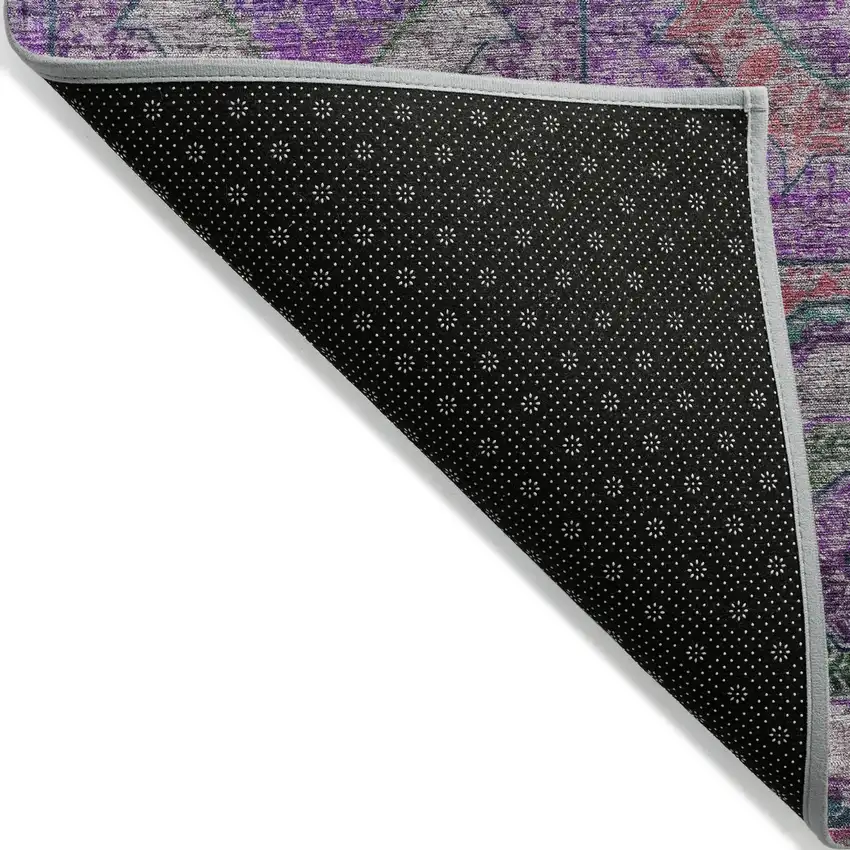 Purple Teal Blue And Lime Green Geometric Washable Indoor Outdoor Area Rug Photo 8