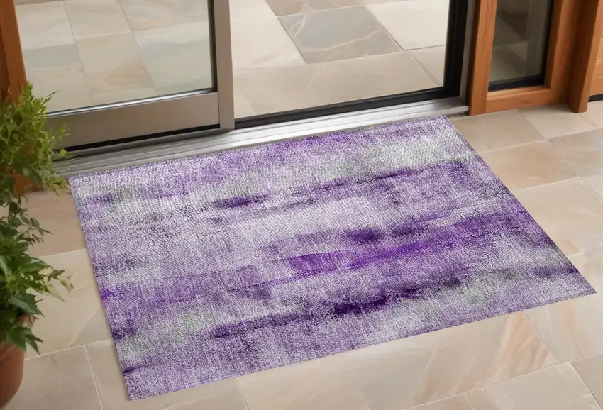 Purple Washable Non Skid Indoor Outdoor Area Rug Photo 1