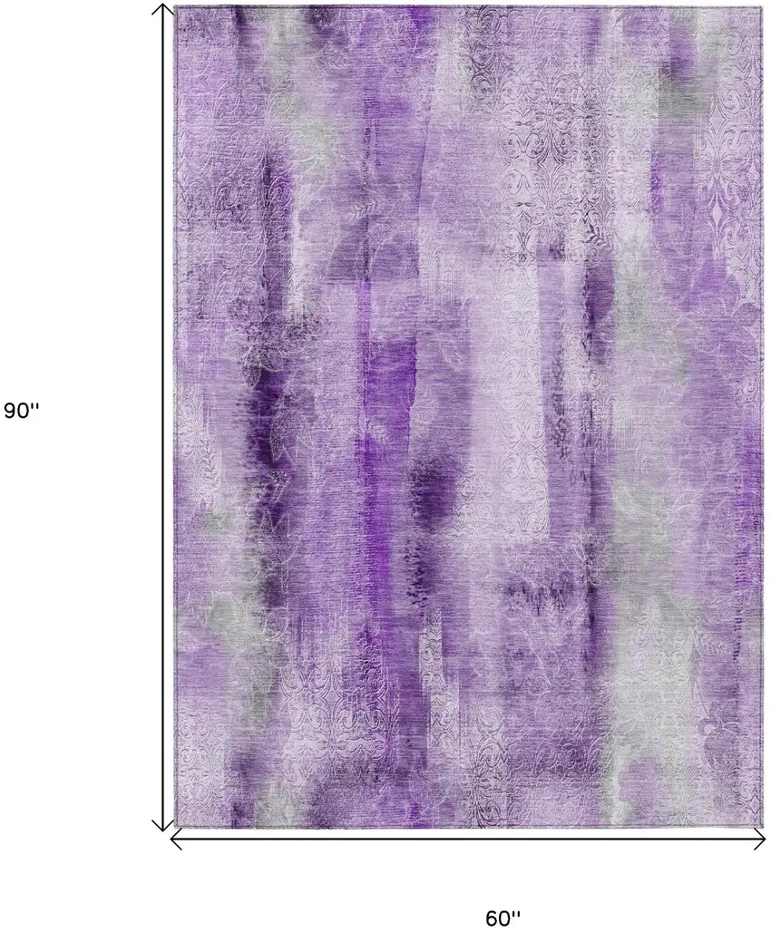 Purple Washable Non Skid Indoor Outdoor Area Rug Photo 3