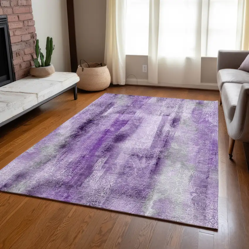 Purple Washable Non Skid Indoor Outdoor Area Rug Photo 9