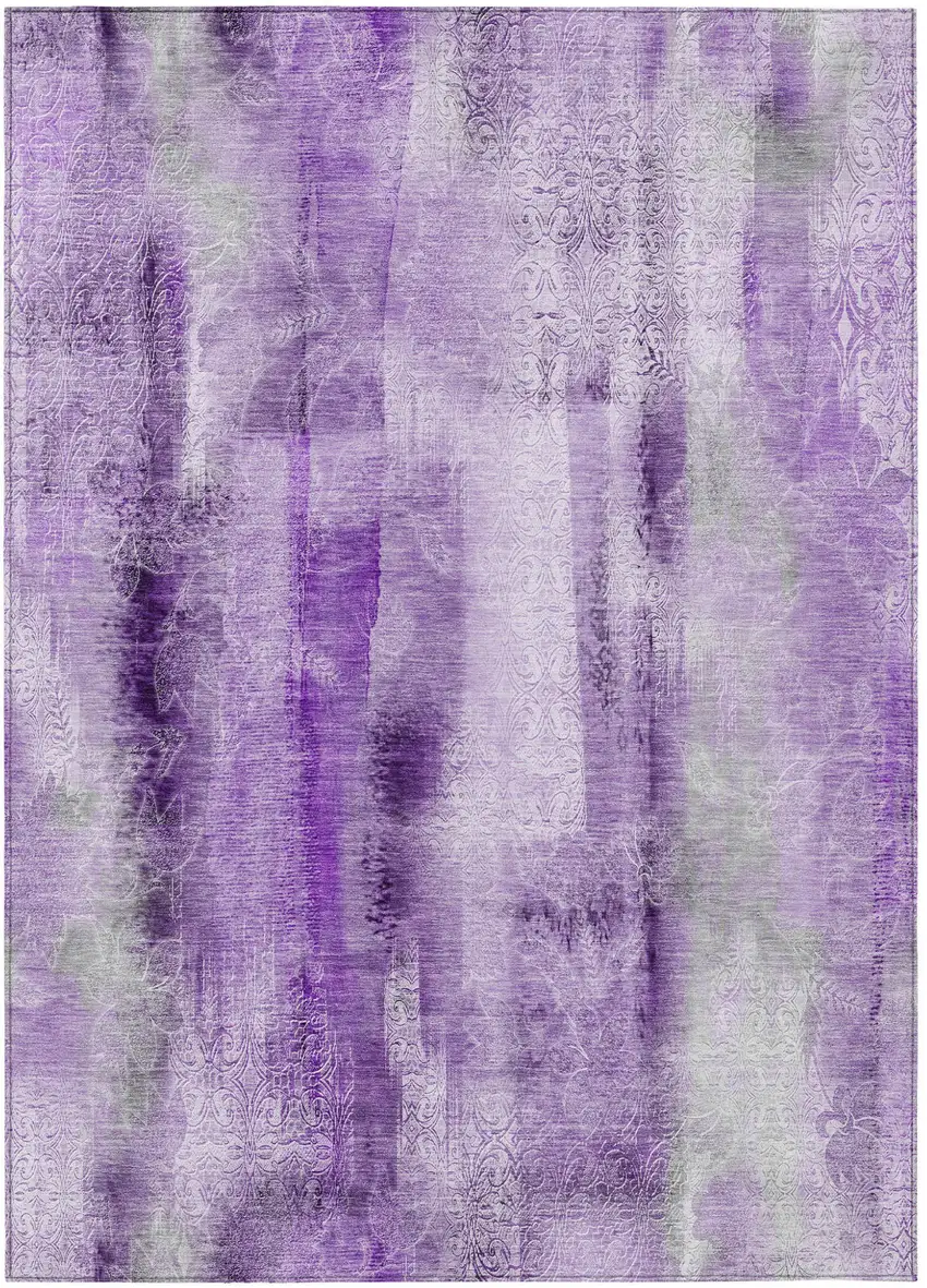 Purple Washable Non Skid Indoor Outdoor Area Rug Photo 2