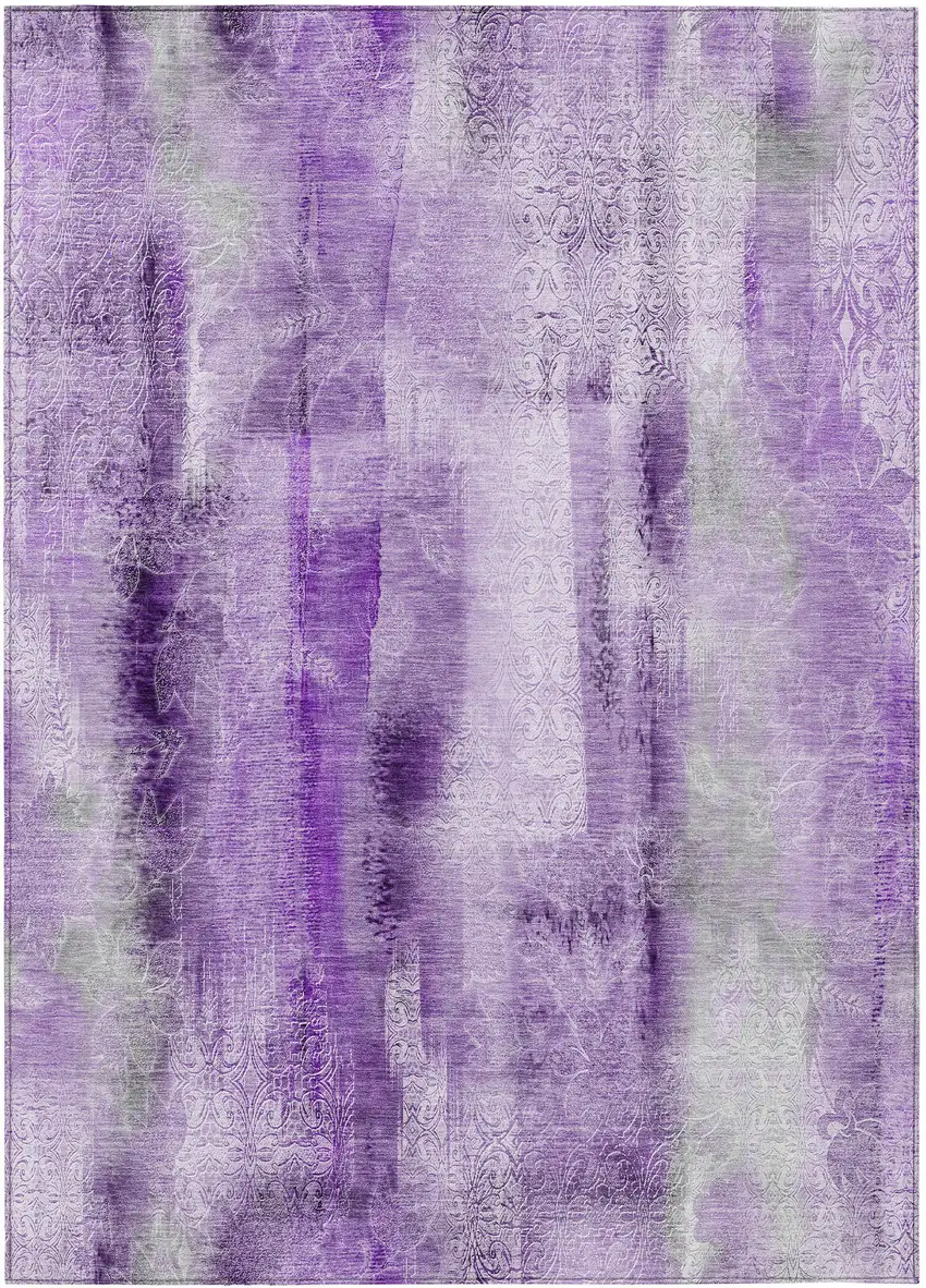Purple Washable Non Skid Indoor Outdoor Area Rug Photo 2