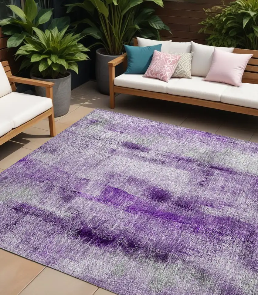 Purple Washable Non Skid Indoor Outdoor Area Rug Photo 1